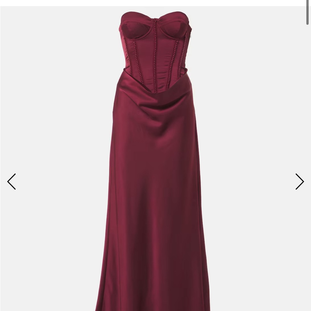 ROTATE
Embellished draped satin corset gown